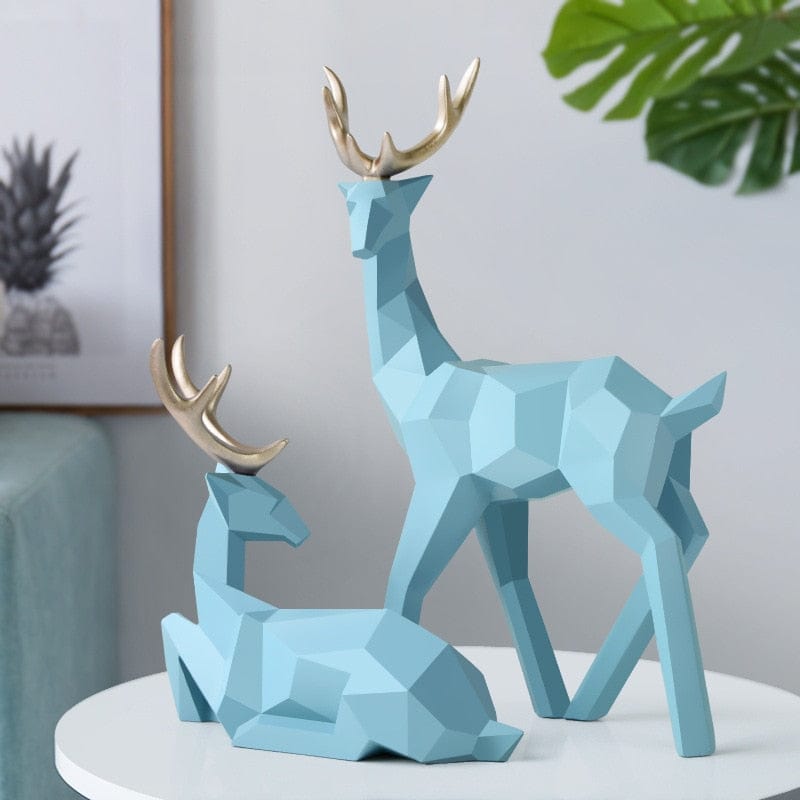 Statue of a Geometric Deer Family