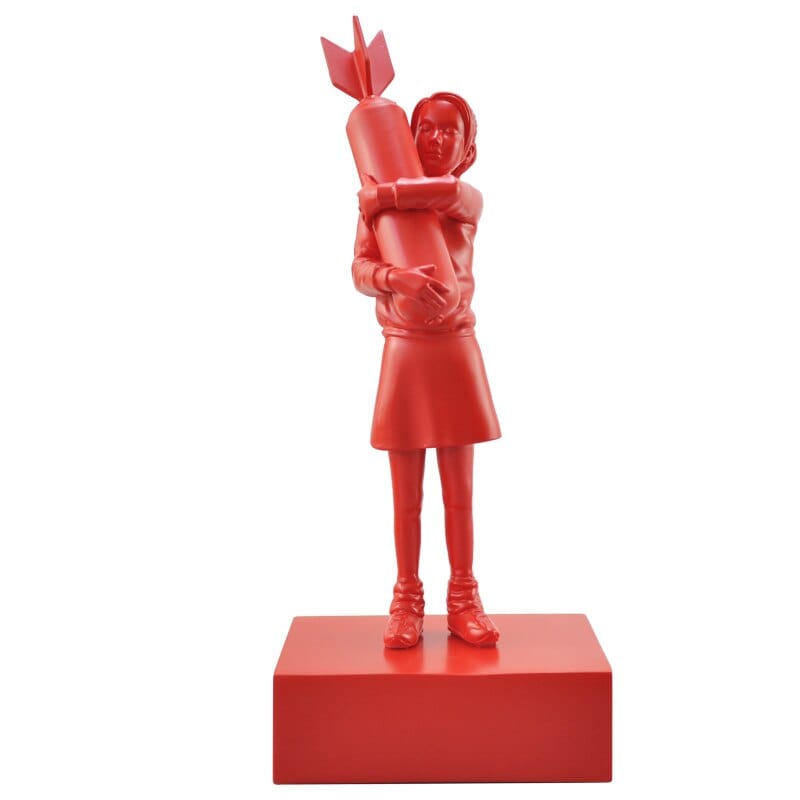 Sculpture of Banksy's Girl with Hugging Bomb