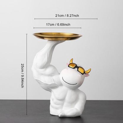 Figurine of a Muscular Cow in Hype Style