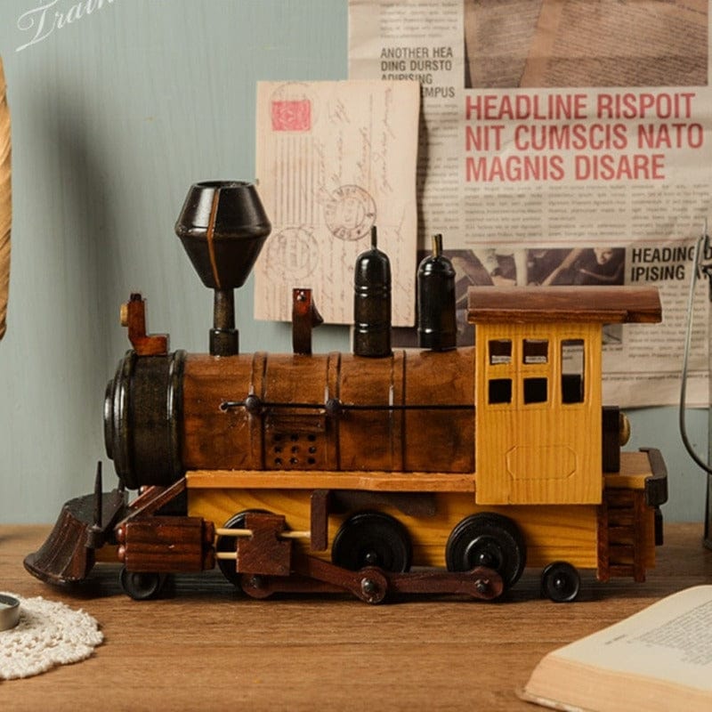 Tren de vapor retro hecho de madera.