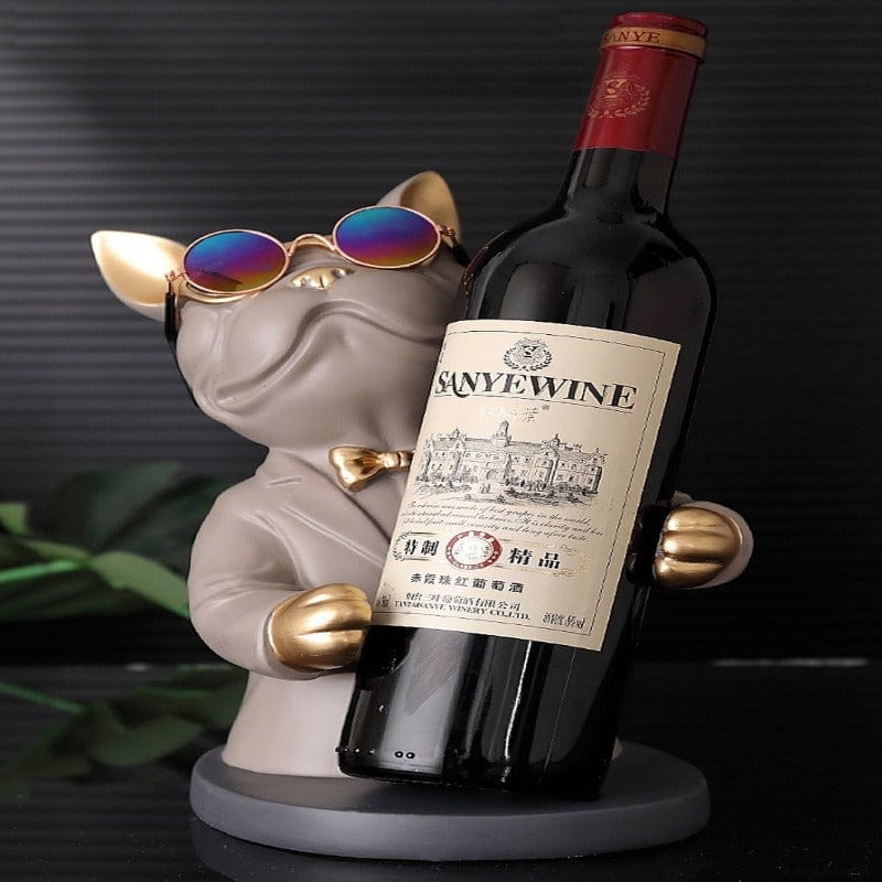 Porta vino con forma de bulldog francés