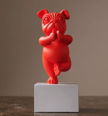 Sculpture of a Yoga-Practicing Bulldog