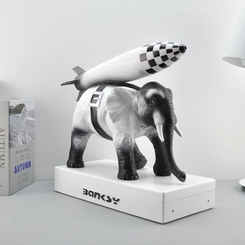 Sculpture of Banksy's Elephant with Rocket