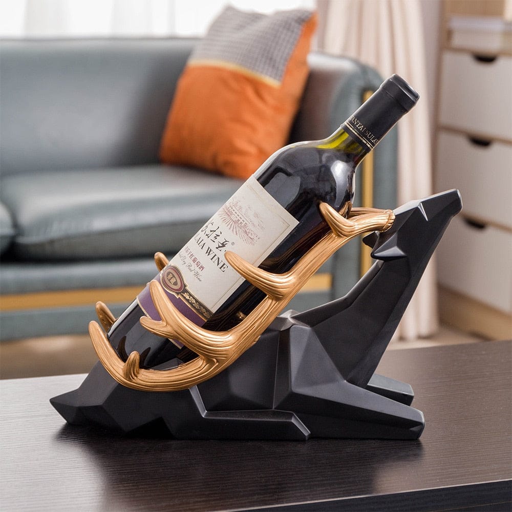 Wine Rack with Geometric Elk Design