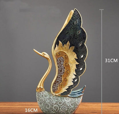 Statue of a Golden Blue Swan