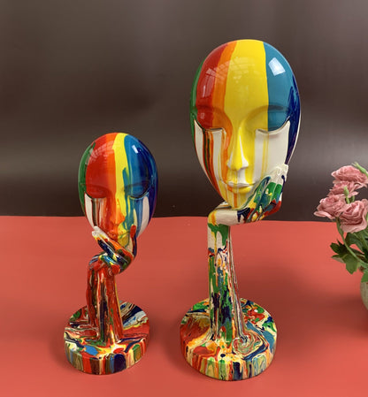 Sculpture of a Mask with Paint - Premium  from Fleurlovin - Just $99.95! Shop now at Fleurlovin