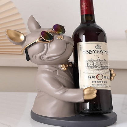 Porta vino con forma de bulldog francés