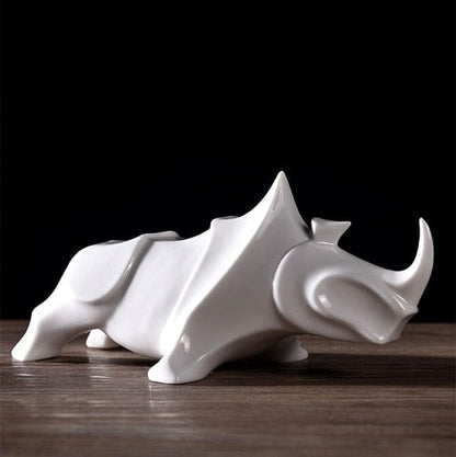 Figurine of a Rhino Made of Porcelain