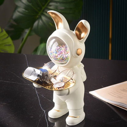 Statue of a Rabbit Butler in Space Theme