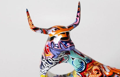 Statue of a Bull with Graffiti Design - Premium  from Fleurlovin - Just $129.95! Shop now at Fleurlovin