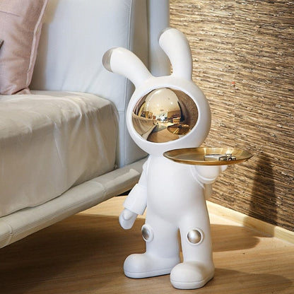 Statue of a White Rabbit in Space