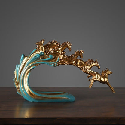Sculpture Depicting a Wave of Horses