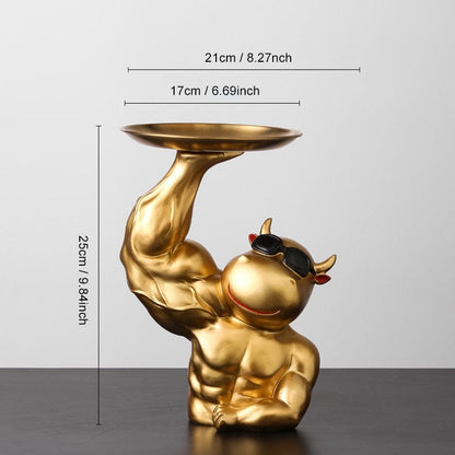 Figurine of a Muscular Cow in Hype Style