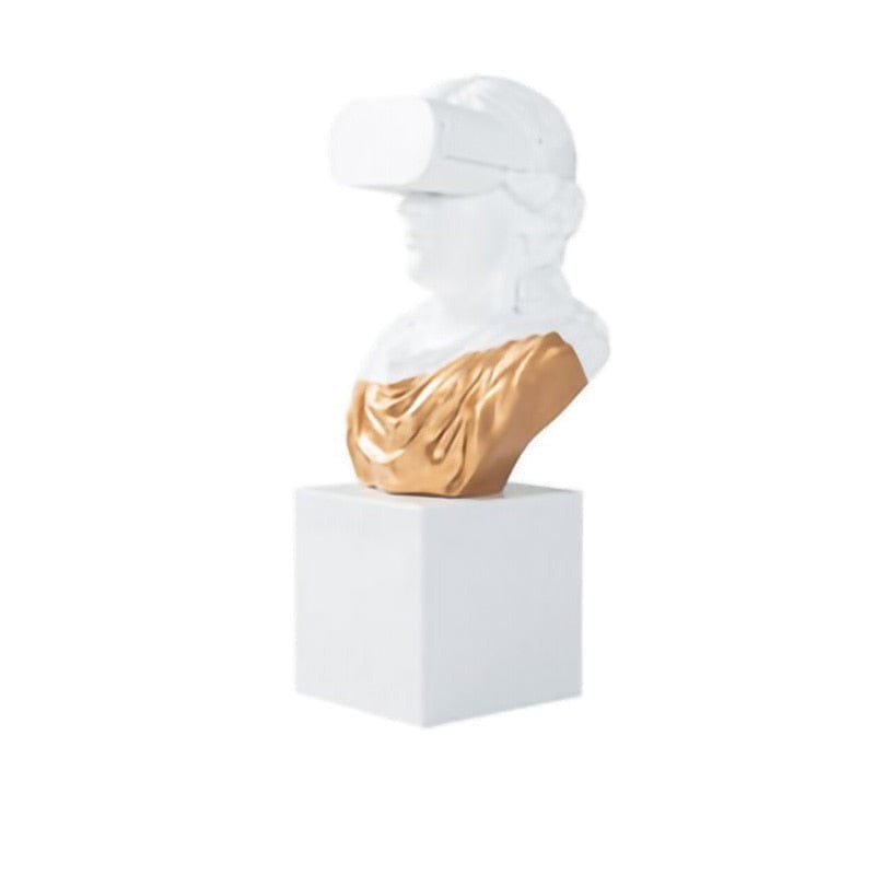 Sculpture of Roman Figure with VR Goggles