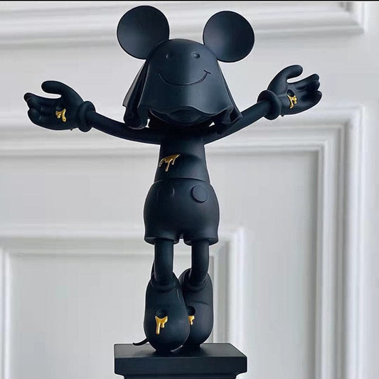 Statue of a Tombstone with Black Ghost Mouse