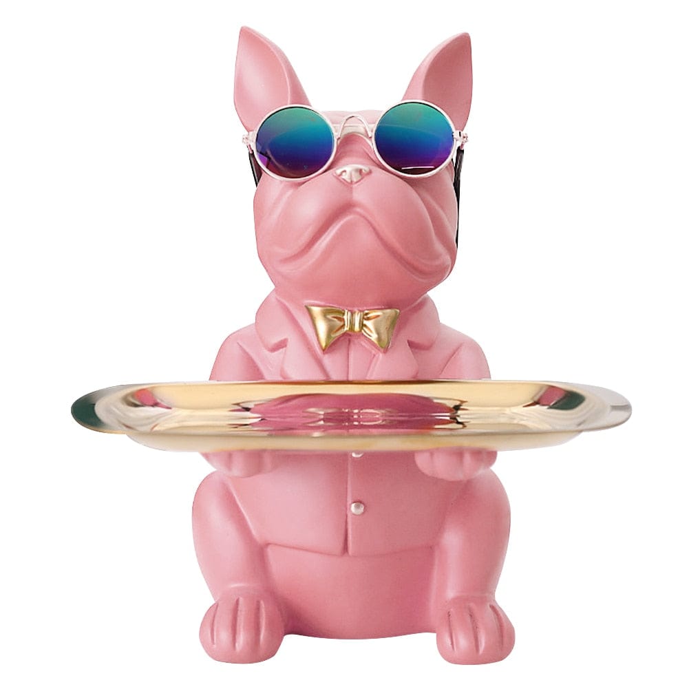 Statue of a French Bulldog with Tray