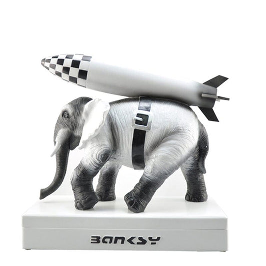 Sculpture of Banksy's Elephant with Rocket