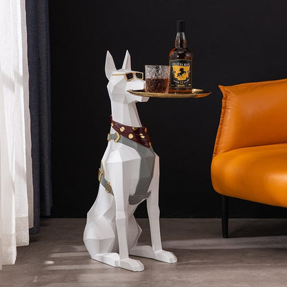 Statue of a Doberman in Guardian Stance