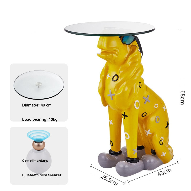 Hyped-Up Dog Butler Statue with Tray