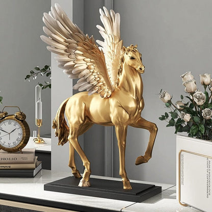 Sculpture of Tianna Riding a Golden Pegasus