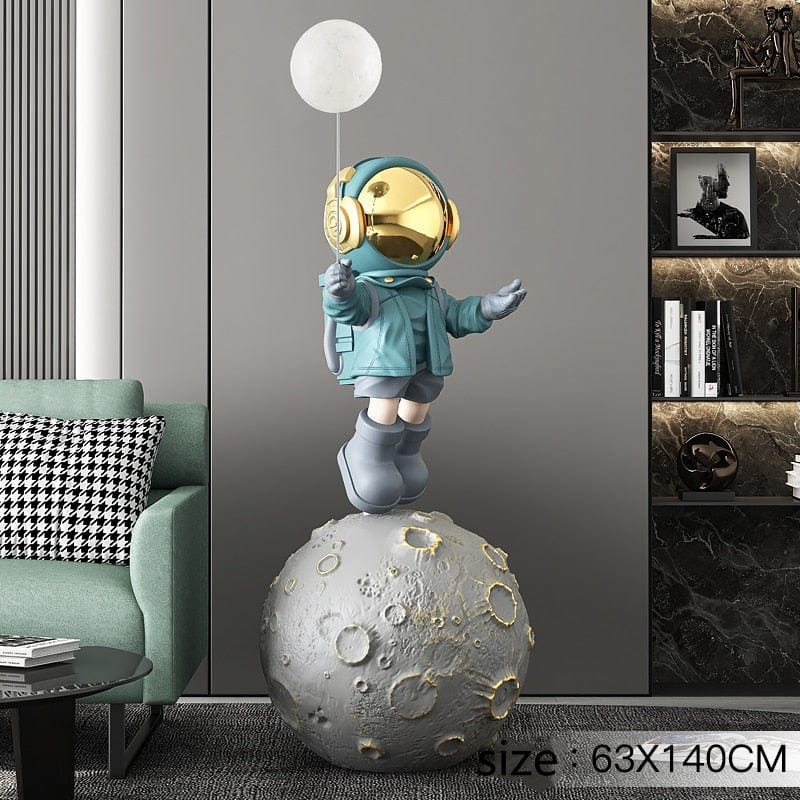 Life Size Astronaut Statue with Galactic Light