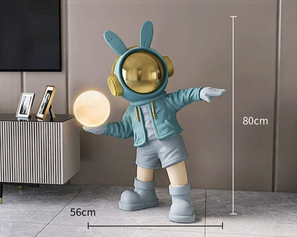 Luz Nocturna Estatua del Astronauta Lanzando Luna