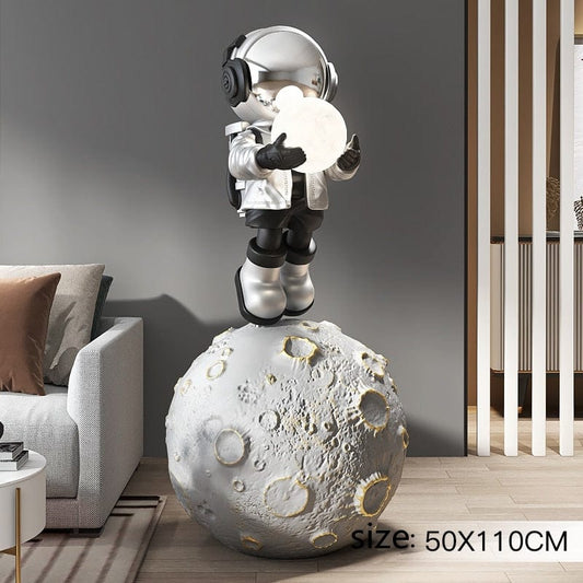 Life Size Astronaut Statue with Galactic Light