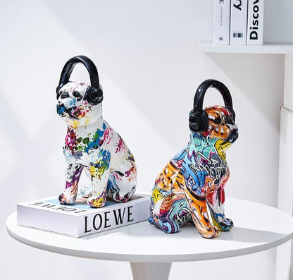 Dog Statue with Graffiti Splash