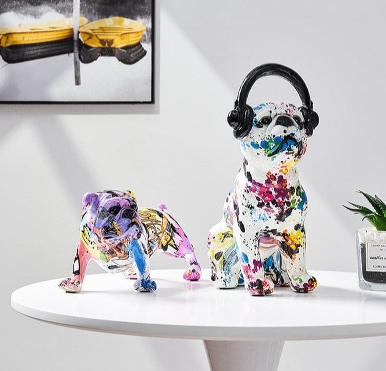 Dog Statue with Graffiti Splash