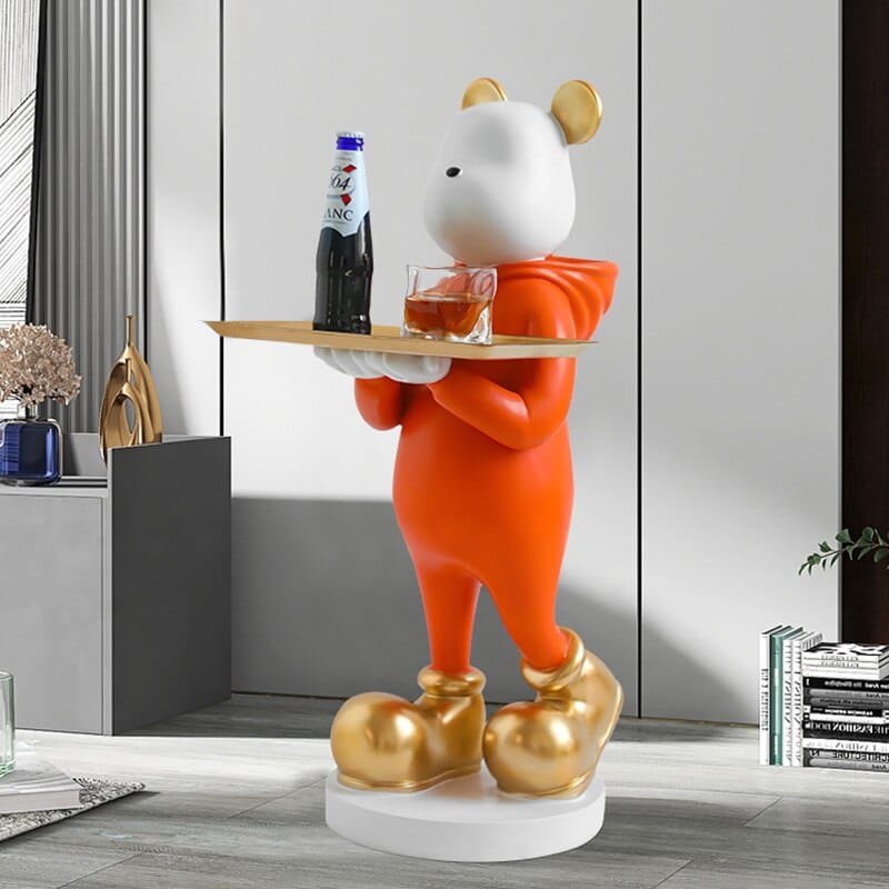 Hyped-Up Bear Statue in Orange - Premium  from Fleurlovin - Just $699.95! Shop now at Fleurlovin