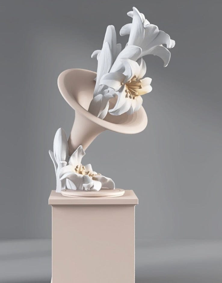 Life Size Sculpture of Flower Phonograph - Premium  from Fleurlovin - Just $899.95! Shop now at Fleurlovin