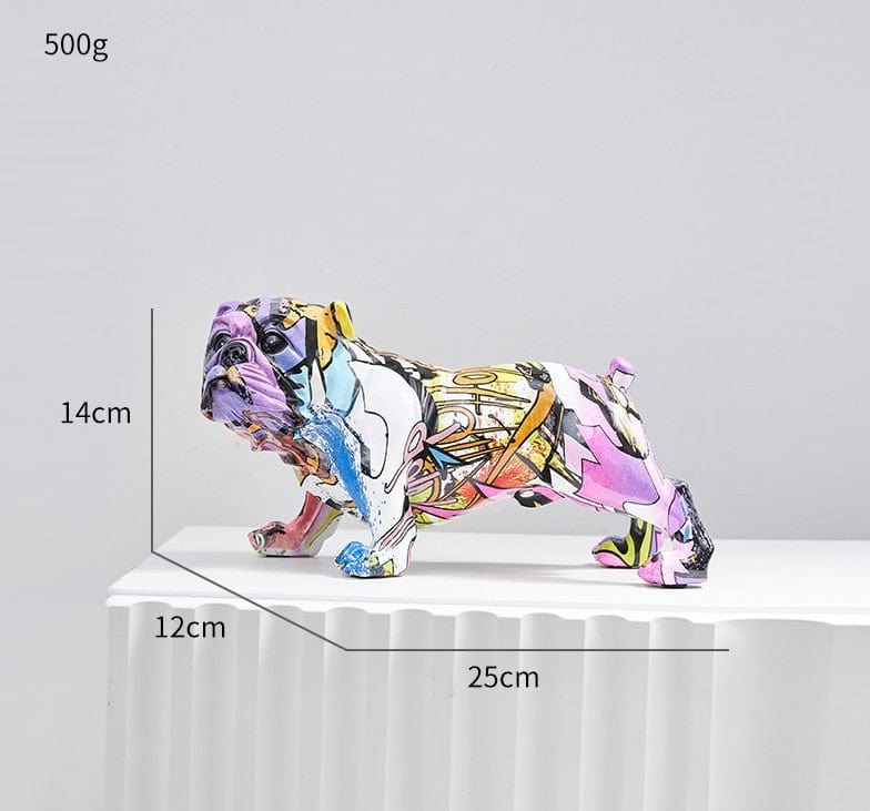 Dog Statue with Graffiti Splash