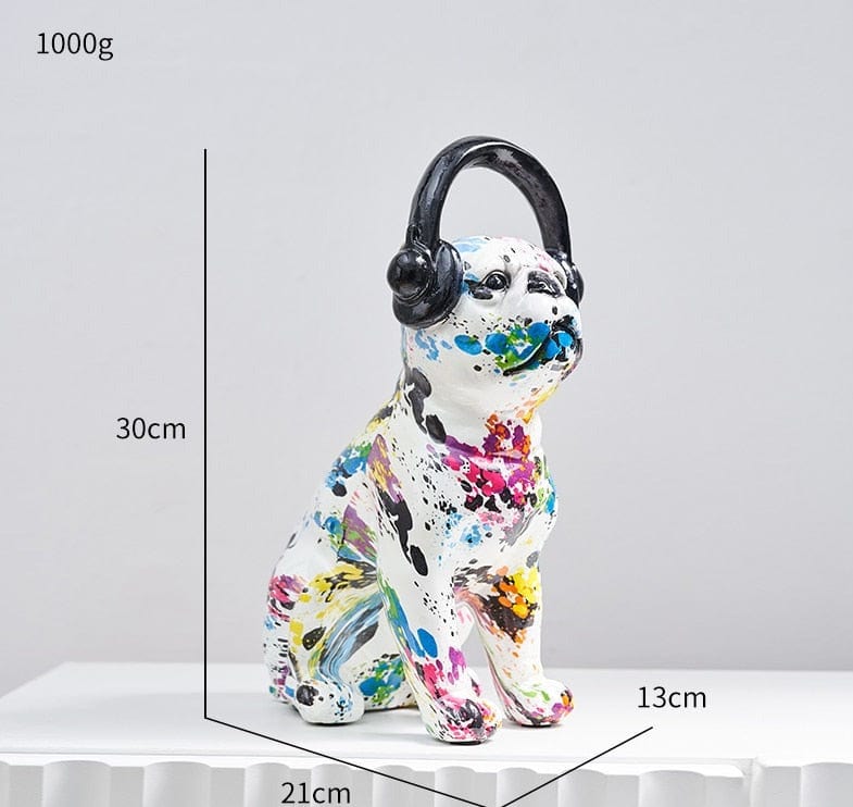 Dog Statue with Graffiti Splash