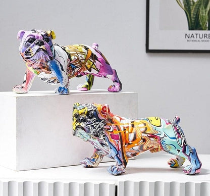 Dog Statue with Graffiti Splash