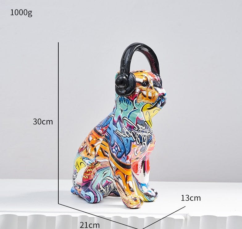 Dog Statue with Graffiti Splash