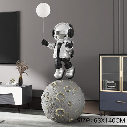 Life Size Astronaut Statue with Galactic Light