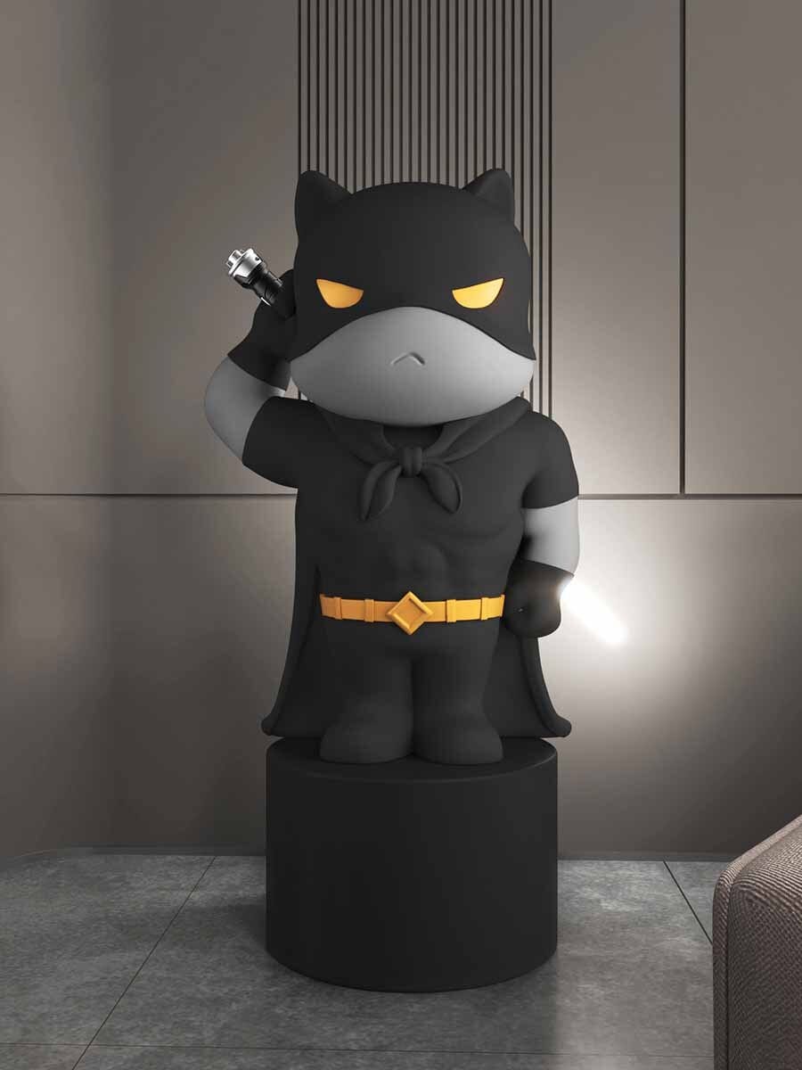 Estatua del gato ninja con sable de luz