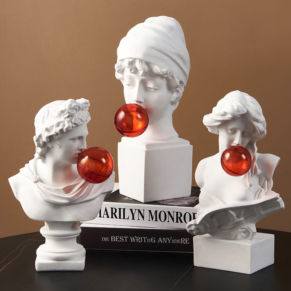 Statue of Vintage Greek Figures with Bubblegum